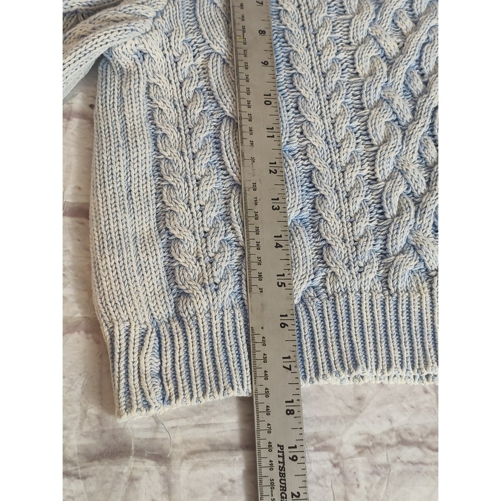 ARIZONA JEAN CO light blue Cream Marled Cable Knit Cropped Sweater Size Medium - Picture 5 of 8
